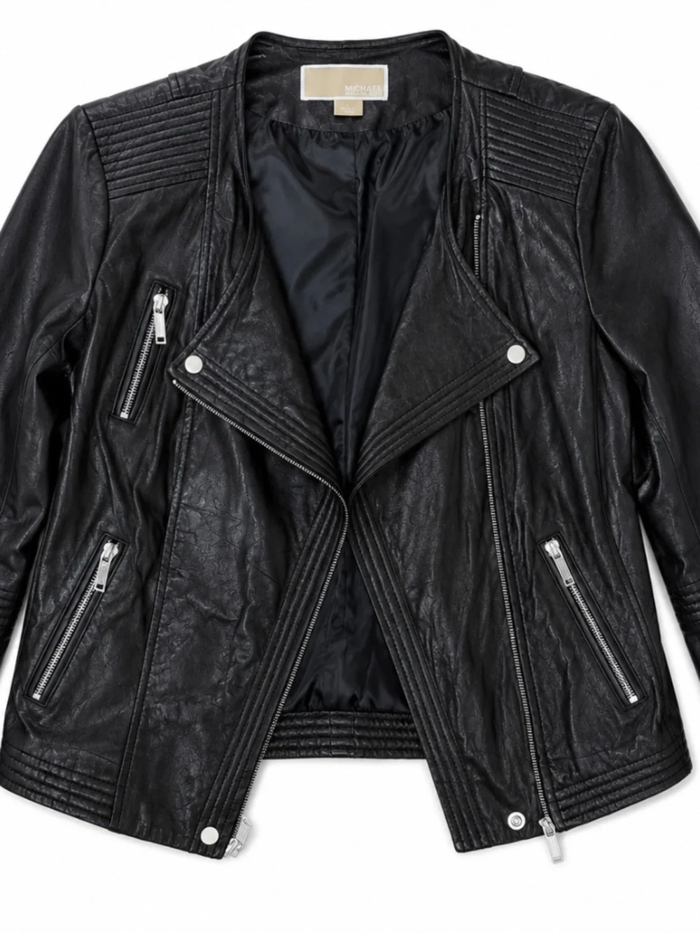 Michael Michael Kors Black Leather Moto Jacket Large